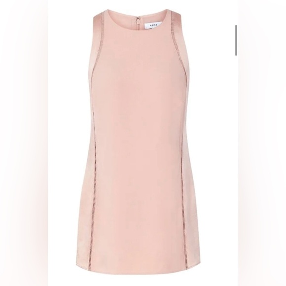 REISS OLIVE BLUSH PINK LADDER DETAILED SLEEVELESS TUNIC TOP Sz. 0 NWT - Picture 2 of 8
